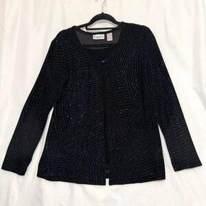 Ronni Nicole Velvet Black and Blue sparkling top/blazer, size M